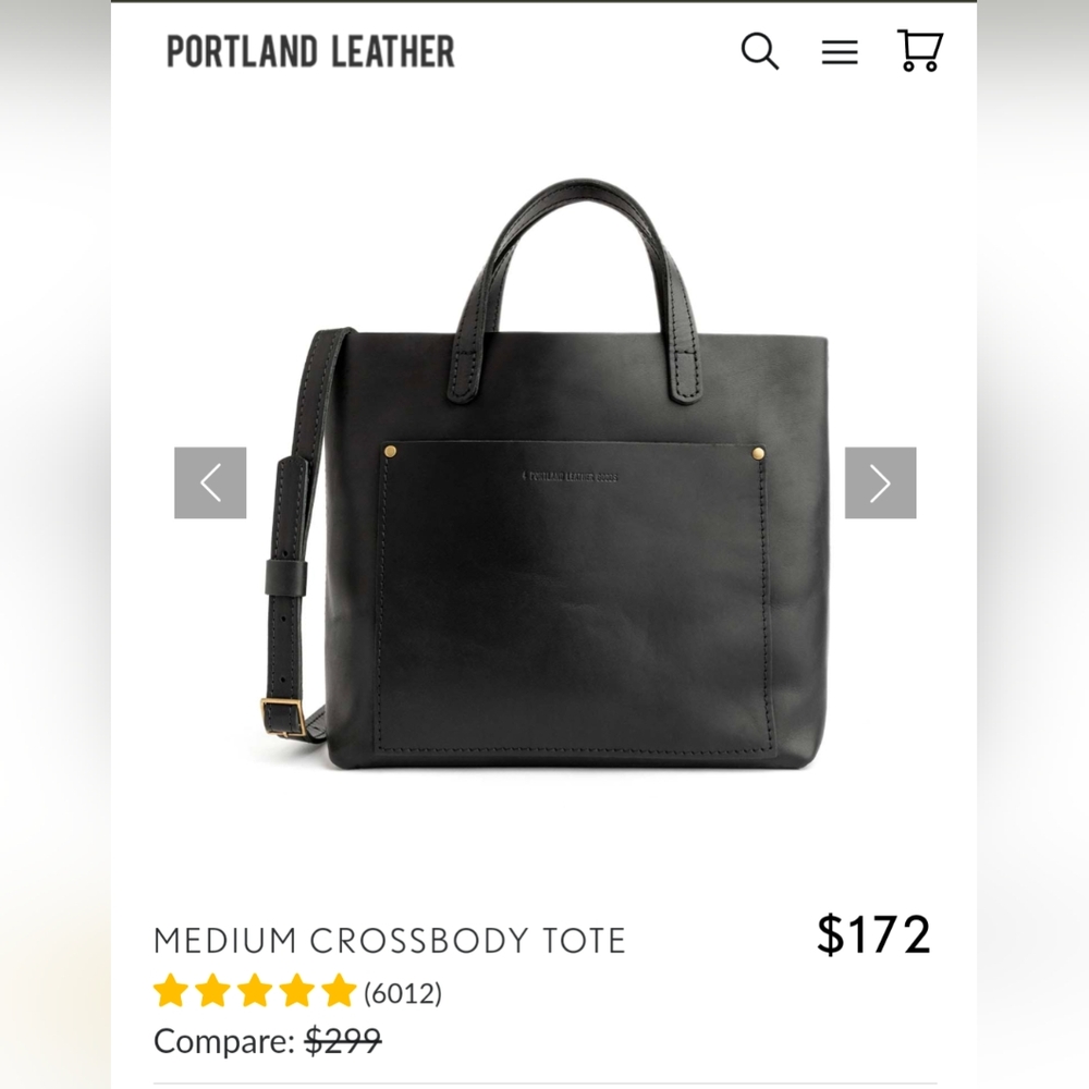 Portland Leather Goods smooth black medium crossbody